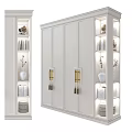 Modern White Wardrobe Interior With Open Storage Shelves And Golden Tassel Handles