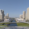 Aerial City Planning View With River Islands High Rise Buildings And Green Spaces