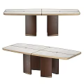Modern Wooden Dining Table With Metal Legs Oval And Rectangular Shapes 3d model