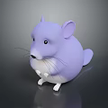 Cute Purple Cartoon Game Character With Round Body White Belly And Paws