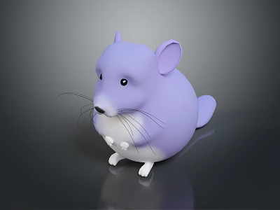 Cute Purple Cartoon Game Character With Round Body White Belly And Paws 3d model