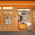 Stylish Warm Wooden Fashion Clothing Store Interior With Cozy Lounge Space And Attractive Brand Posters