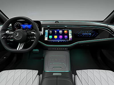 Modern Car Interior Featuring Steering Wheel Large Touchscreen Dashboard And Quilted Seats 3d model