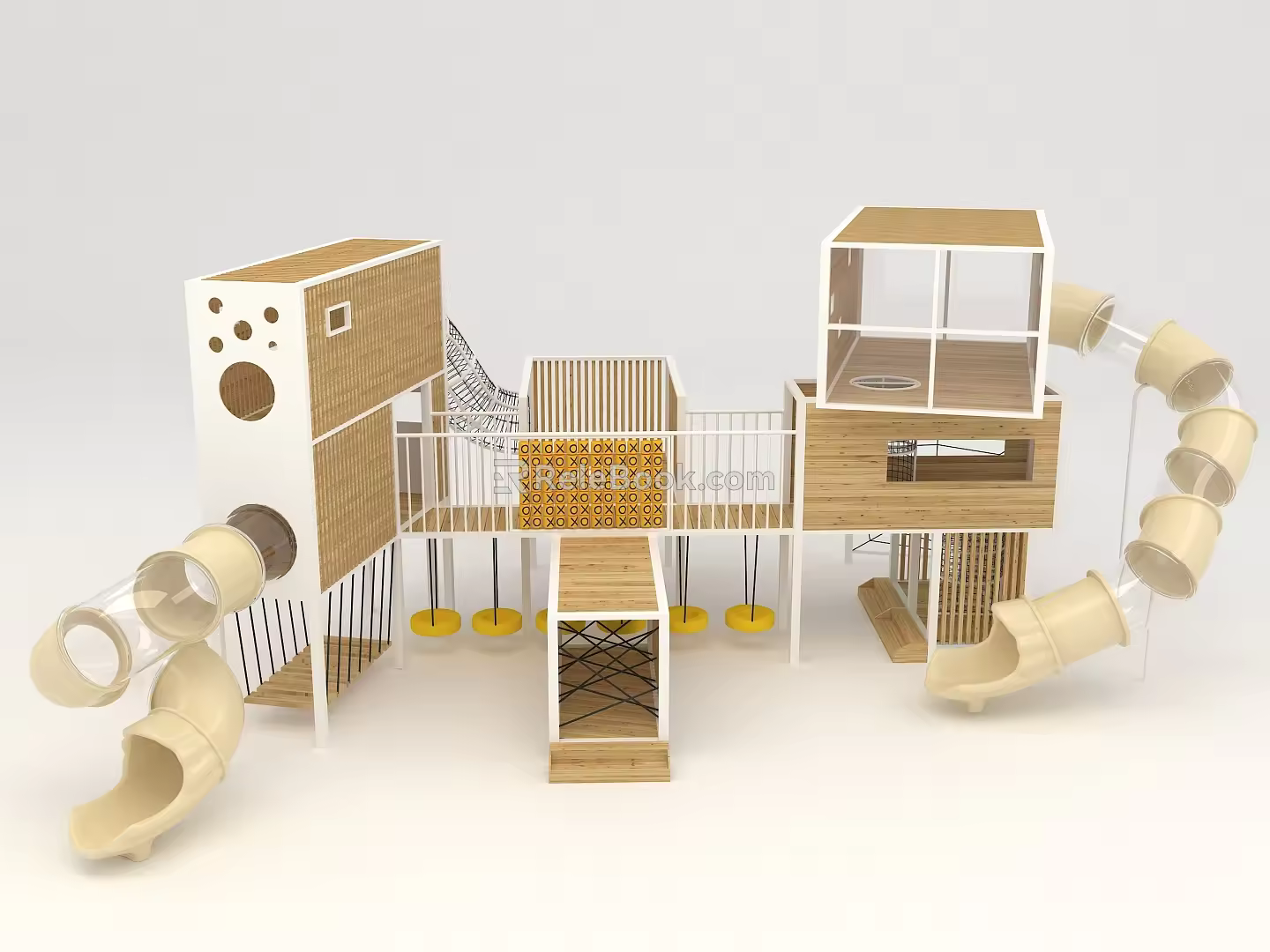 Wooden slide without power combination slide 3d model