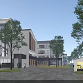 Aerial Planning of Modern Riverfront Buildings With Green Landscaping and Water Views