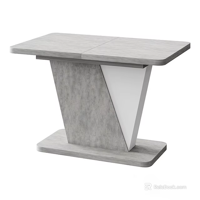 Modern Gray Wood Dining Table With Geometric Base And Sleek Surface Design 3d model