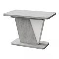 Modern Gray Wood Dining Table With Geometric Base And Sleek Surface Design 3d model