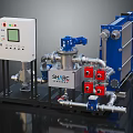 Advanced Industrial Equipment With Control Panel Pipes Valves And SHARC Energy Heat Exchanger
