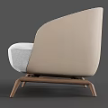 Elegant Modern Armchair With Light Gray Textured Fabric Curved Arms And Wooden Legs