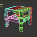Futuristic Black Frame Table With Blue Glowing Square Tabletop And Accents