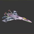 Russian Fighter Jet Model with Blue and White Camouflage Detailed Design and Star Emblem