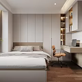 Modern Tatami Bedroom Interior Design With Tatami Bed Built-in Wardrobe And Study Desk