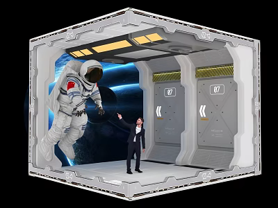 Stunning Space Capsule Themed Photo Spot With Astronaut And Man In Suit 3d model