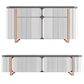 Modern Entryway Cabinet And Sideboard With Metal Legs Striped Panels And Storage Design
