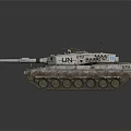 Military Armored Tank With Camouflage Exterior Main Cannon Tracks And Antennas