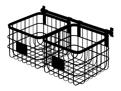 Wall Mounted Metal Storage Rack with Two Wire Baskets for Home Organizing 3d model