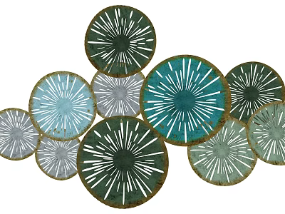 Artistic Modern Circular Wall Decor With Radiating Teal Gray Metal Design 3d model