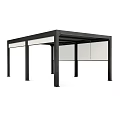 Modern Black Metal Frame Outdoor Table With Pergola Structure For Garden Patio Use