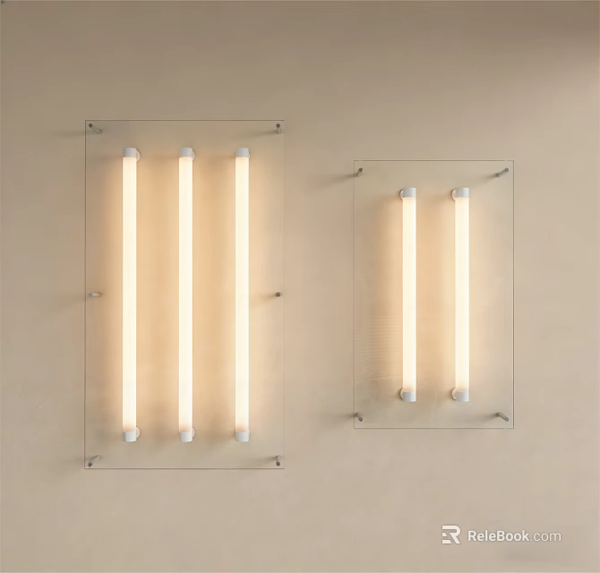 Modern Glass Light Box with LED Tubes and Wall Mounted Design for Interior Lighting 3d model 