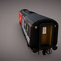 Red Virgin Train With Yellow Front And Black Roof Exterior Design
