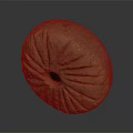 Ancient Stone Artifact With Circular Shape And Central Hole And Radiating Grooves On Dark Background