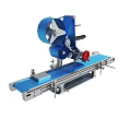 Blue Automatic Labeling Machine With Conveyor Belt And Touchscreen Display For Packaging 3d model