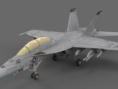 Modern Military Fighter Jet With Canopy 112 Marking Weapons Under Wings And Landing Gear 3d model