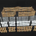 Various Styles Of Wooden Fences In White Gray And Natural Wood Colors