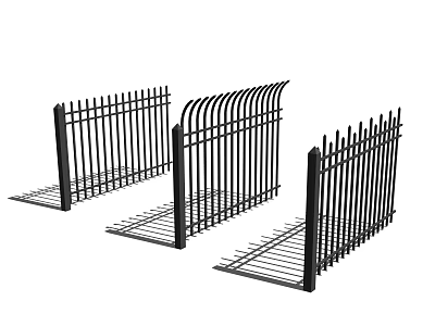 Decorative Metal Fence Designs With Curved Top And Straight Panel Options 3d model