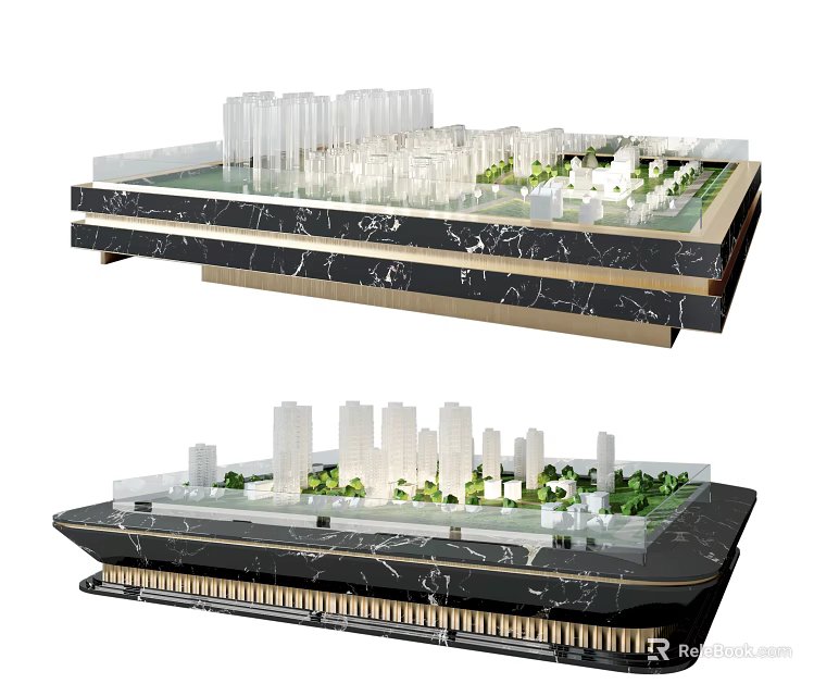 Professional Commercial Architectural Model With High Rise Buildings And Green Areas 3d model 