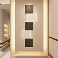 Modern Entryway Hallway Interior Design With Wall Decor Lighted Square Dark And Light Panels 3d model