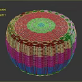 Woven Brown Round Stool With Intricate Spiral Texture For Home Decor