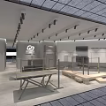 Modern Minimalist Clothing Store Interior With Display Racks Lighting And Fitting Rooms