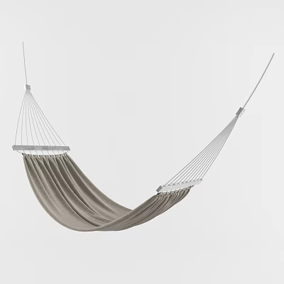 Beige Hammock with White Ropes and Cotton Fabric for Indoor Outdoor Relaxation 3d model