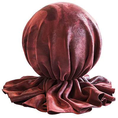 Burgundy Pleated Ceiling Drapery With Luxurious Shiny Texture And Elegant Decorative Design 3d model