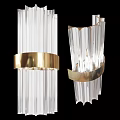 Elegant Modern Wall Sconces With Transparent Glass Stripes And Golden Rings