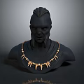 Decorative Tribal Style Necklace With Golden Spiked Pendants On Black Bust
