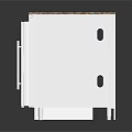 Modern White Refrigerator Freezer Featuring Clear Glass Door and Brown Countertop