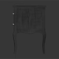 Gray Modern Nightstand With Two Drawers And White Round Knobs And Curved Legs