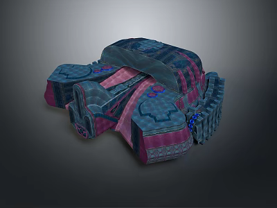 Blue And Pink Woven Decorative Artifact With Intricate Patterns And Textured Design 3d model