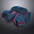 Blue And Pink Woven Decorative Artifact With Intricate Patterns And Textured Design
