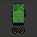 Green Street Sweeper Truck With Blue Windows Yellow Sweeping Brushes City Clean Logo And Warning Light