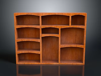 Functional Wooden Bookcase Design With Multiple Compartments Various Shapes Sizes 3d model