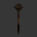 Medieval Spiked Mace Weapon With Long Handle And Metallic Spiked Head