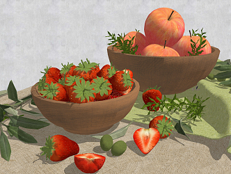 Modern Fruit Plate Food Fruits Vegetables 3d model