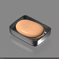 Cream Colored Soap Placed In Black Square Soap Dish For Daily Use