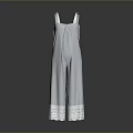 Stylish Gray Sleeveless Overalls With White Lace Trim For Modern Fashion