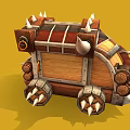 Unique Custom Car With Wooden Panels Metal Spikes And Horn Ornaments Design