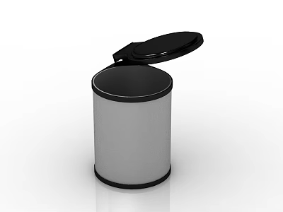 Modern Kitchen Storage Jar With Black Lid And Cylindrical Silver Gray Body 3d model