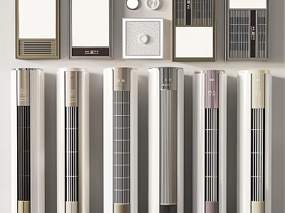 Modern Floor Standing Air Conditioner Fans With Multiple Designs And Color Variations 3d model
